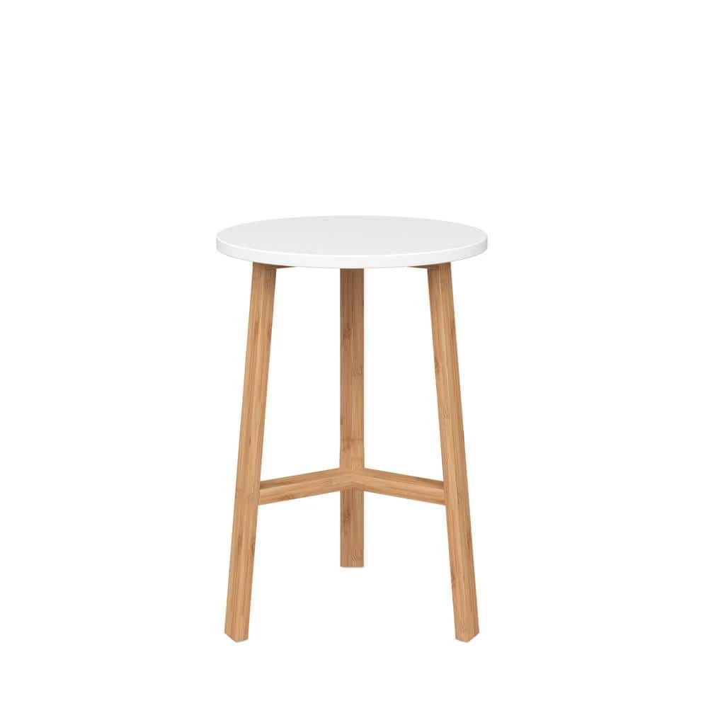 Barbara 16 in. White Round Wood End Table Accent Side Table for Living Room or Bedroom with Modern Bamboo Legs by Nathan James 3 Barbara 16 in. White Round Wood End Table Accent Side Table for Living Room or Bedroom with Modern Bamboo Legs by Nathan James - Image 2