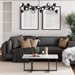 Abby 40 in. White/Black 17 in. Height Rectangle Faux Marble Coffee Table with Metal Legs by Nathan James -US Pride Furniture Shop white black nathan james coffee tables 35002 31 1000