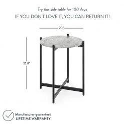 Roland White/Black Modern White Faux Marble Round Accent Side Table with X-Shaped Metal Base End Table by Nathan James -US Pride Furniture Shop white black nathan james end side tables 30501 1f 1000