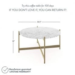 Piper 36 in. White/Gold Medium Round Faux Marble Coffee Table by Nathan James -US Pride Furniture Shop white gold nathan james coffee tables 31502 1f 1000