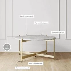 Piper 36 in. White/Gold Medium Round Faux Marble Coffee Table by Nathan James -US Pride Furniture Shop white gold nathan james coffee tables 31502 4f 1000