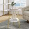 Ashley 18 in. White/Gold Round Faux Marble End Table with Brass Hairpin Legs and Storage Shelf by Nathan James 1 Ashley 18 in. White/Gold Round Faux Marble End Table with Brass Hairpin Legs and Storage Shelf by Nathan James -US Pride Furniture Shop white gold nathan james end side tables 33502 64 1000