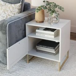Mina White/Gold Accent Table with Rattan Storage Door Living Room End Table Bedroom Nightstand 22 in. x 19 in. x 17 in. by Nathan James 13 Mina White/Gold Accent Table with Rattan Storage Door Living Room End Table Bedroom Nightstand 22 in. x 19 in. x 17 in. by Nathan James -US Pride Furniture Shop white gold nathan james nightstands 33203 1f 1000