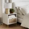 Mina White/Gold Accent Table with Rattan Storage Door Living Room End Table Bedroom Nightstand 22 in. x 19 in. x 17 in. by Nathan James 2 Mina White/Gold Accent Table with Rattan Storage Door Living Room End Table Bedroom Nightstand 22 in. x 19 in. x 17 in. by Nathan James -US Pride Furniture Shop white gold nathan james nightstands 33203 64 1000