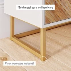 Enloe White Frame with Brown Rustic Doors and Gold Base Free Standing Modern Storage Cabinet for Entryway or Living Room by Nathan James -US Pride Furniture Shop white gold nathan james sideboards buffet tables 71201 4f 1000