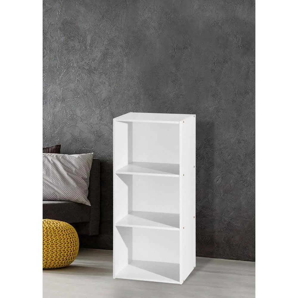 3-Shelf, 36 in. H White Wooden Bookcase by HODEDAH 5 3-Shelf, 36 in. H White Wooden Bookcase by HODEDAH - Image 3