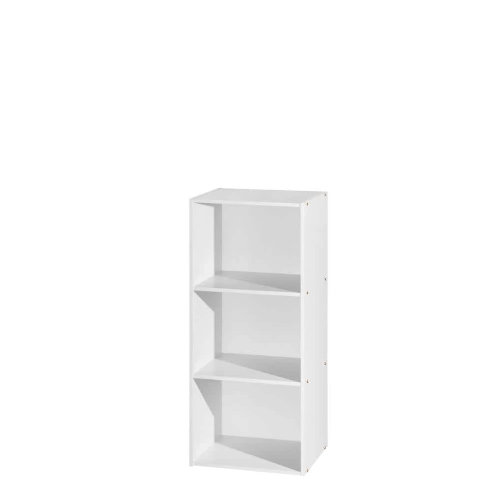 3-Shelf, 36 in. H White Wooden Bookcase by HODEDAH 3 3-Shelf, 36 in. H White Wooden Bookcase by HODEDAH