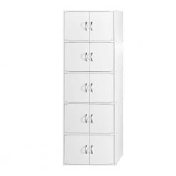 67 in. High 5-Shelf, 10-Door Wooden Bookcase in White by HODEDAH