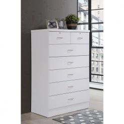 7-Drawer 48 in. H x 31.5 in. W x 18 in. D Chest of Drawer in White by HODEDAH -US Pride Furniture Shop white hodedah chest of drawers hi70dr white c3 1000