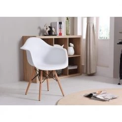 Mid Century Modern White Dining/Accent Chair with Wooden Legs by HODEDAH -US Pride Furniture Shop white hodedah dining chairs hic403 white 40 1000