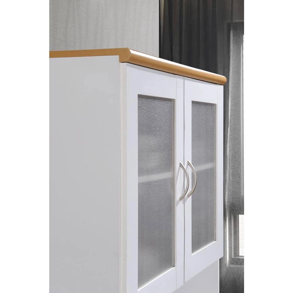 China Cabinet White with Microwave Shelf by HODEDAH 7 China Cabinet White with Microwave Shelf by HODEDAH - Image 5