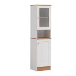 63 in. Tall Slim Open-Shelf Plus Top and Bottom Enclosed Storage Kitchen Pantry in White by HODEDAH