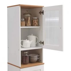 63 in. Tall Slim Open-Shelf Plus Top and Bottom Enclosed Storage Kitchen Pantry in White by HODEDAH -US Pride Furniture Shop white hodedah display cabinets hik93 white 77 1000