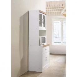 China Cabinet White with Microwave Shelf by HODEDAH -US Pride Furniture Shop white hodedah display cabinets hikf96 white 31 1000