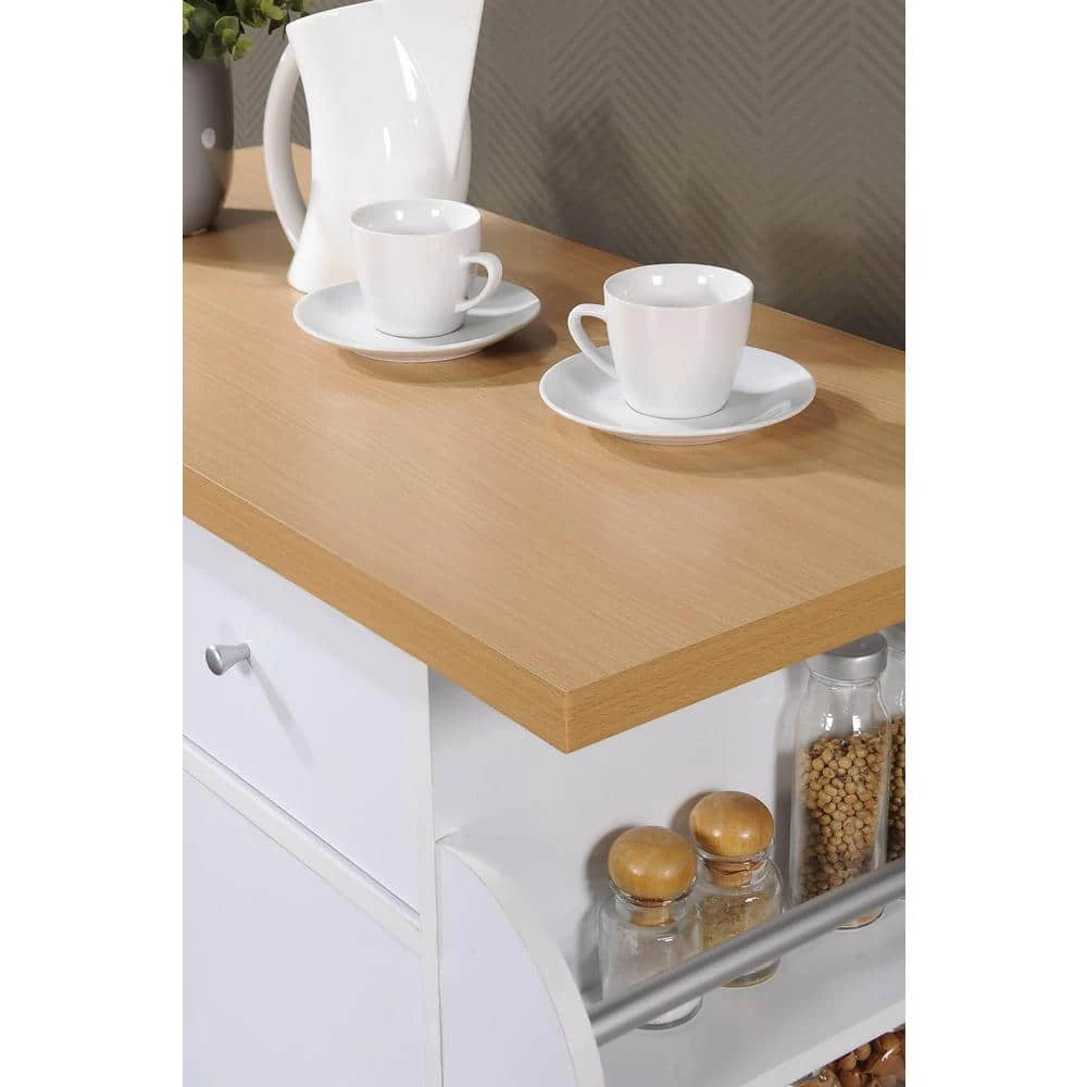 Kitchen Island White with Spice Rack by HODEDAH 6 Kitchen Island White with Spice Rack by HODEDAH - Image 4