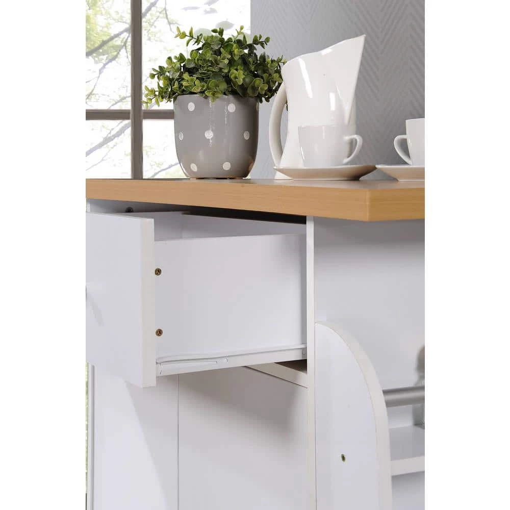 Kitchen Island White with Spice Rack by HODEDAH 7 Kitchen Island White with Spice Rack by HODEDAH - Image 5