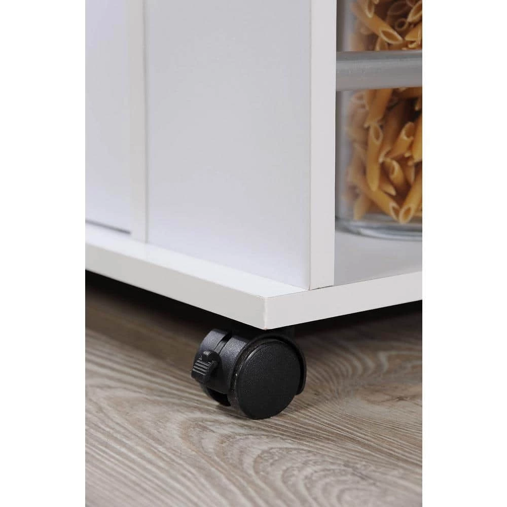 Kitchen Island White with Spice Rack by HODEDAH 5 Kitchen Island White with Spice Rack by HODEDAH - Image 3