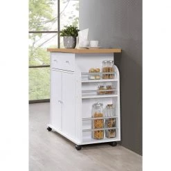 Kitchen Island White with Spice Rack by HODEDAH 14 Kitchen Island White with Spice Rack by HODEDAH -US Pride Furniture Shop white hodedah kitchen carts hik65 white fa 1000