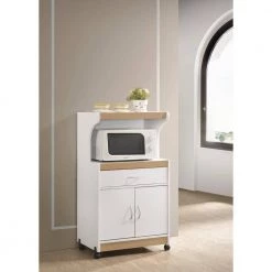 White Microwave Cart with Storage by HODEDAH 9 White Microwave Cart with Storage by HODEDAH -US Pride Furniture Shop white hodedah microwave carts hik72 white 4f 1000