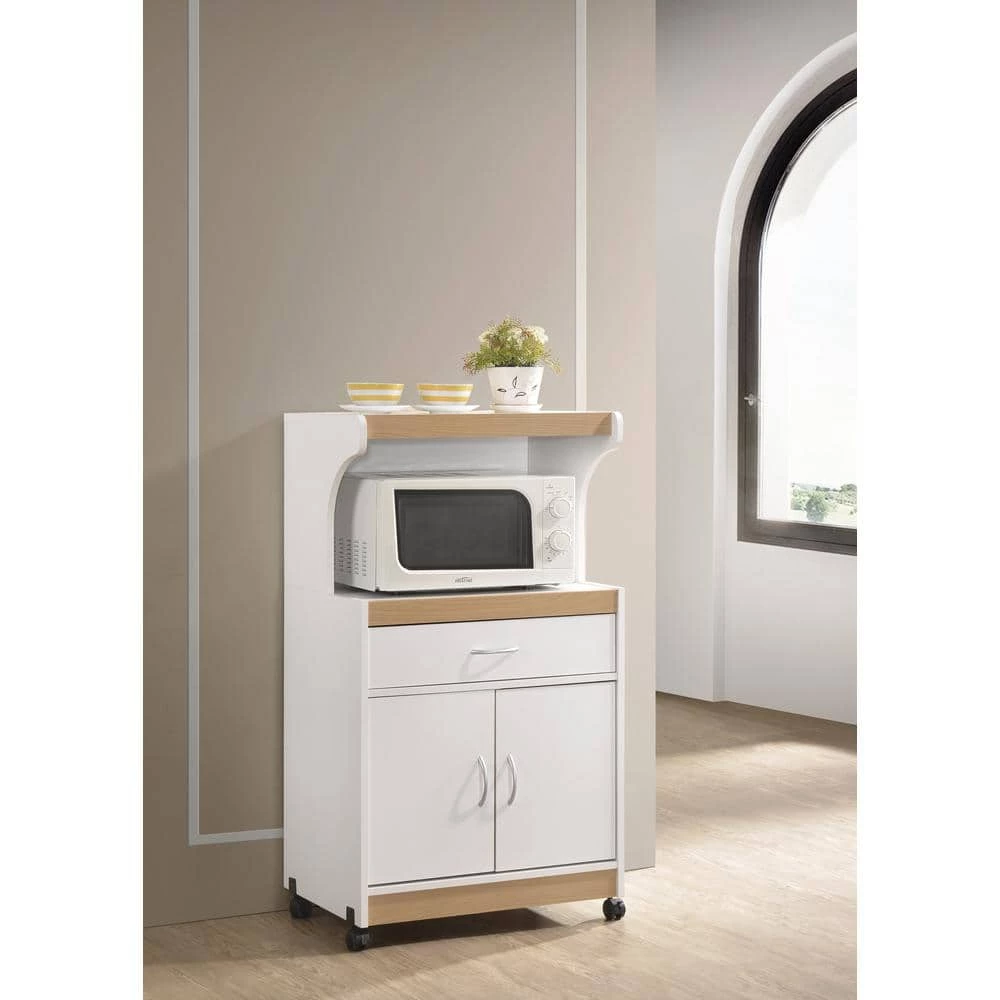 White Microwave Cart with Storage by HODEDAH 5 White Microwave Cart with Storage by HODEDAH - Image 3