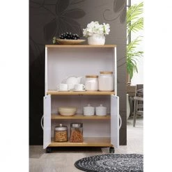 White Microwave Cart with Storage by HODEDAH -US Pride Furniture Shop white hodedah microwave carts hik74 white 31 1000