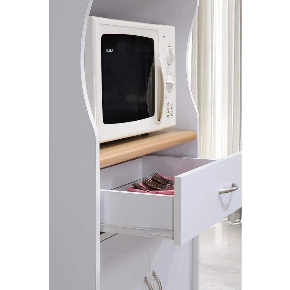 White Microwave Cart with Storage by HODEDAH 6 White Microwave Cart with Storage by HODEDAH - Image 4