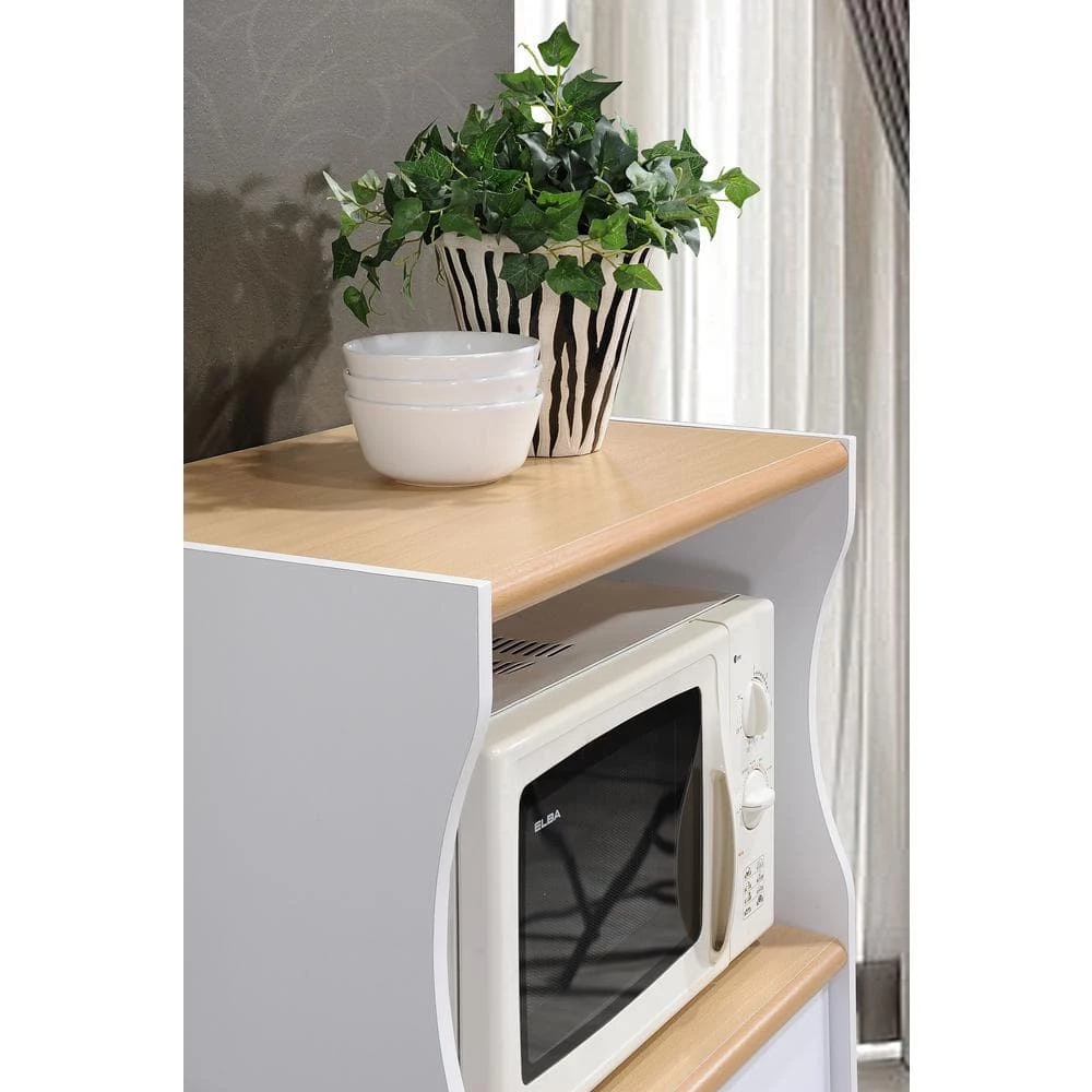 White Microwave Cart with Storage by HODEDAH 7 White Microwave Cart with Storage by HODEDAH - Image 5