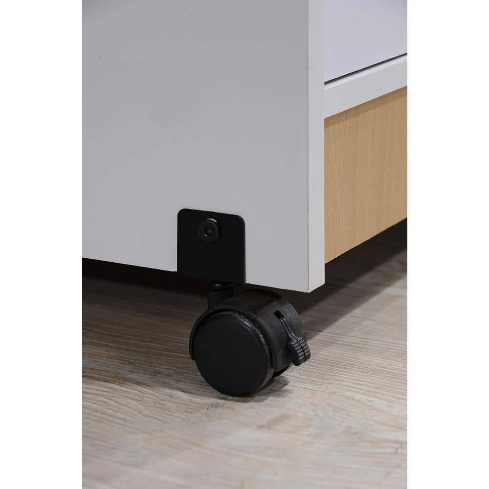 White Microwave Cart with Storage by HODEDAH 8 White Microwave Cart with Storage by HODEDAH - Image 6