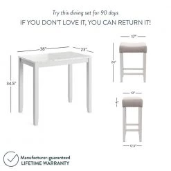 Viktor Three-Piece Dining Set Kitchen Pub Table Marble Top White Wood Base Light Gray Fabric Seat by Nathan James -US Pride Furniture Shop white light gray nathan james dining room sets 41201 1f 1000