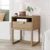 Luke Wood 16" Light Brown Wooden Nightstand Bed Side Table, Side Sofa or End Table with Storage Drawer and Open Cubby by Nathan James -US Pride Furniture Shop wire brushed nathan james end side tables 34901 64 1000
